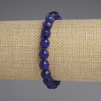 Bracelet Azurite Faceted Bead 8mm +/-, length 18cm +/- Stretch