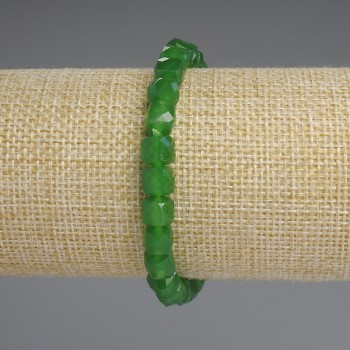 Faceted Chrysoprase Cube Bracelet, 6.5x6.5 mm cubes, 18 cm length, stretch