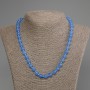 Blue Cat's Eye Necklace with Smooth Beads, 8 mm Diameter, 50 cm Length, with Clasp