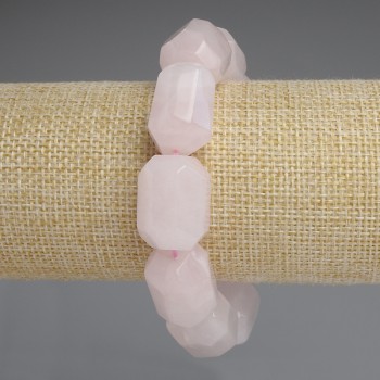 Rose Quartz Faceted Bracelet 20x15 mm, 18 cm length, stretch