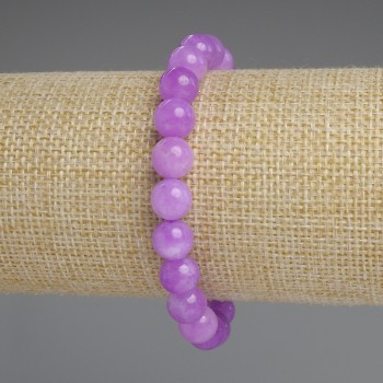 Bracelet with Lavender Amethyst Smooth Beads, 8.5 mm diameter, 18 cm length, stretch