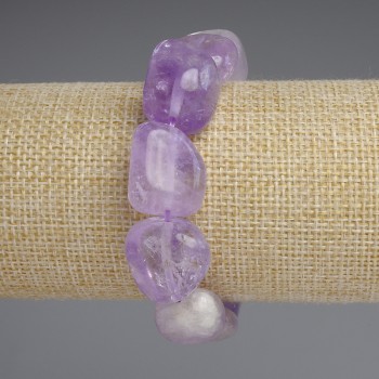 Amethyst tumbled bracelet, bead size 18–23×13–15 mm ±, length 18 cm ±, stretch