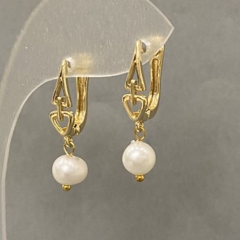 Freshwater Pearl Earrings, diameter 7×6 mm, length about 28 mm
