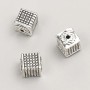 Silver cube bead insert, 5×6 mm