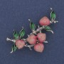 Brooch Exotic Fruit Pink and Green Enamel Silver Metal 28x45mm+