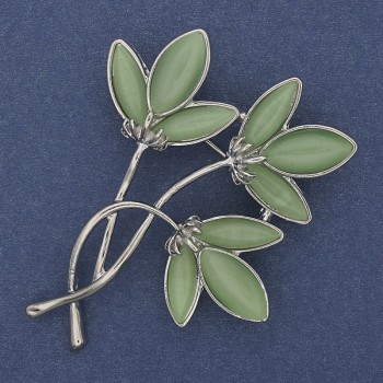 Brooch-pendant Cat's Eye Flower Silvery Metal 44×62 mm+