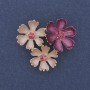 Pink and lilac enamel brooch-pendant, pink crystals, silver-toned metal, 31×34 mm+