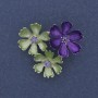 Brooch-pendant with green and purple enamel, purple crystals, silver-toned metal, 31x34 mm+