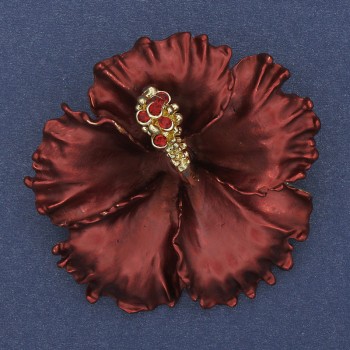 Petunia Flower Burgundy Matte Enamel Brooch Pendant 51x51mm+