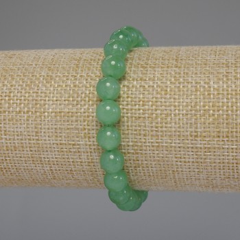Jade Bracelet with Smooth Beads, 8mm Diameter, 18cm Stretch