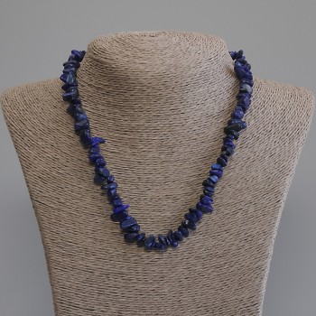Lazurite Chip Necklace, chip size 6–13×2–7 mm, length 50 cm ± with clasp