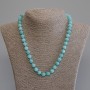 Aquamarine Necklace with Smooth Bead, 8.5 mm Diameter, 50 cm Length with Clasp