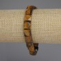 Tiger's Eye Bracelet with Faceted Square Beads, 10 mm, 18 cm, Elastic