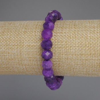 Sugilite faceted rondelle bracelet, 10x8 mm, length 18 cm +/- stretch