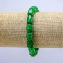 Synthetic chrysoprase stone bracelet on elastic, barrel-shaped beads, diameter 9x11 mm, length 18 cm