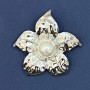 Brooch Pendant Pearl Flower Silver-Tone Metal 45mm+