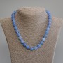 Aquamarine Necklace with Smooth Beads, 10 mm Diameter, 45 cm Length
