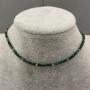 Choker with faceted malachite cubes 2x2 mm and a faceted hematite bead 2 mm; length 38 cm with a 5 cm extender chain