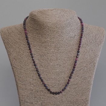 Sapphire and Ruby Necklace - Faceted Cubes, 4x4 mm, Length 45 mm +/- with Clasp