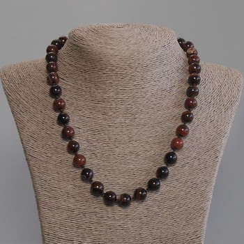 Agate Necklace with Smooth Beads, 10 mm diameter ±, 50 mm length ±, with clasp