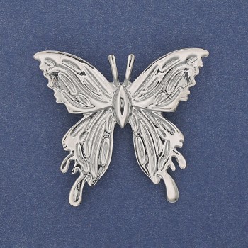 Butterfly Brooch, Silver Metal, 45×42 mm+