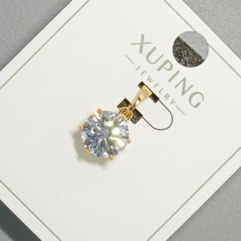 Xuping Pendant with White Crystal, 9 mm Diameter, 17 mm Length, 18K Gold Plating