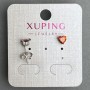 Xuping heart-shaped stud earrings with a red crystal, 5 mm diameter, rhodium-plated