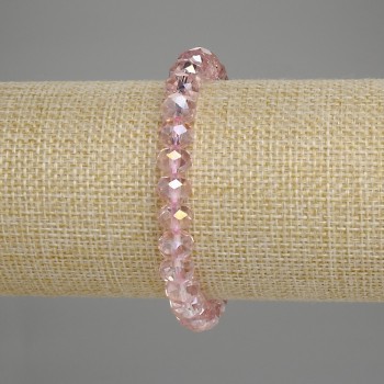 Czech Crystal Bracelet with Faceted Rondelles 8x6 mm, Stretch, 18 cm Length