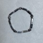 Hematite Cube Bracelet, cube diameter 9x3 mm, skull 8x6 mm, rondelle 4x2 mm, length 18 cm (stretch)