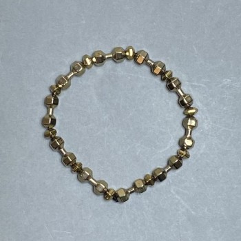 Hematite Dumbbell Bracelet, 15×6 mm diameter ±, faceted rondelles 6×4 mm ±, 18 cm stretch