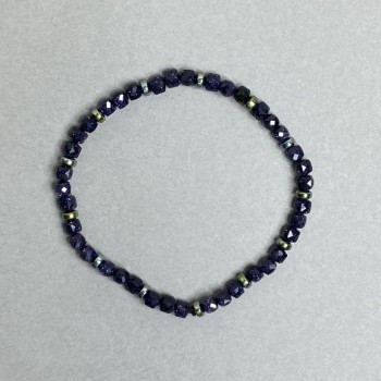 Aventurine Bracelet 'Night of Cairo' Faceted Bead 4mm+-, Hematite Rondelle 4x2mm+-, 18 cm Stretch