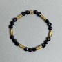 Tourmaline Bracelet Faceted Coin 6mm ± with Metal Inlays, 18 cm Stretch