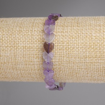 Amethyst Heart Bracelet 8mm, 18 cm, Elastic (Stretch)