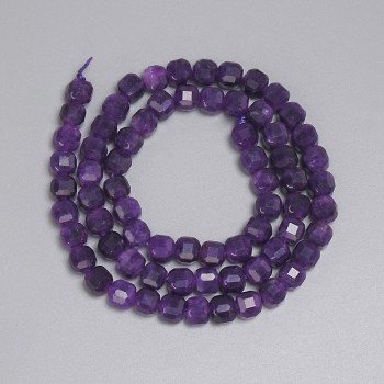 Sugilite Beads, Faceted Cube 5x5 mm, length about 38 cm on a thread