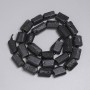 Tourmaline Sherl Beads, Faceted 13-15×9-10 mm, 3 mm Seed Beads, Length about 39 cm, Strung on Thread