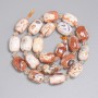 Desert Jasper Barrel Beads, 14x10 mm ±, 5 mm seed beads ±, length 37 cm ± on thread