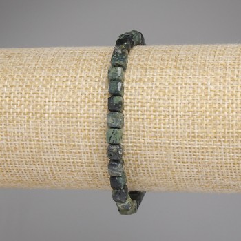 Ocean Jasper Bracelet - Faceted Cube, 5mm Diameter, 18cm Length, Stretch