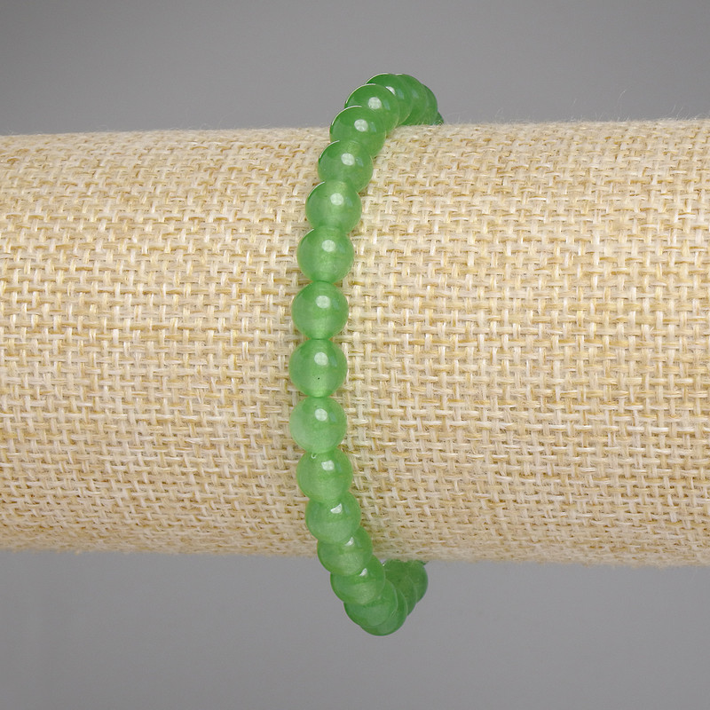 Chrysoprase bracelet with smooth beads, 6 mm diameter, 18 cm length, stretch
