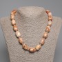 Desert Jasper Barrel Bead Necklace, diameter approx. 18×13 mm, 5 mm seed beads, 45 cm length, with clasp