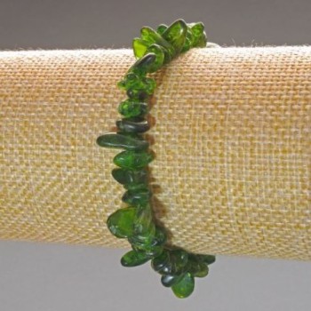 Chrome Diopside Bead Bracelet, 9x3 mm beads, 18 cm (stretch)