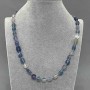 Fluorite faceted necklace, bead size 8x9 mm, length 50 cm, with clasp