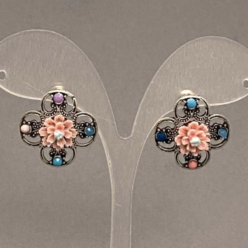 Earrings 'Asters' pink, diameter 22mm