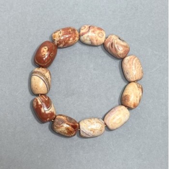 Bracelet Desert Jasper Barrel 17x13mm, 18 cm stretch