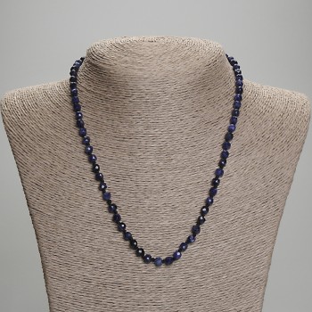 Sodalite Necklace with Faceted Cube Beads, 4.5×4 mm diameter, 55 mm, length 45 mm +/- with clasp