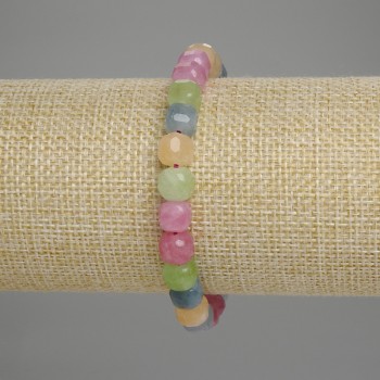 Tourmaline Faceted Cube Bracelet 7x7 mm, 18 cm length