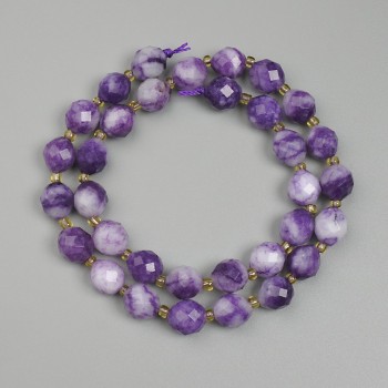 Sugilite Beads, Faceted Diamond Shape, 9.5×8.5 mm, 3 mm seed beads, length about 38 cm on thread