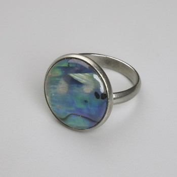 Abalone Ring 22mm +/- without, silver-colored metal