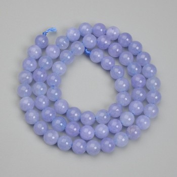 Aquamarine Beads - Smooth Round Balls, 6.5 mm diameter, 38 cm length on thread
