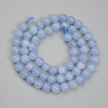 Aquamarine beads, smooth round spheres, 6mm diameter, 38 cm long on thread