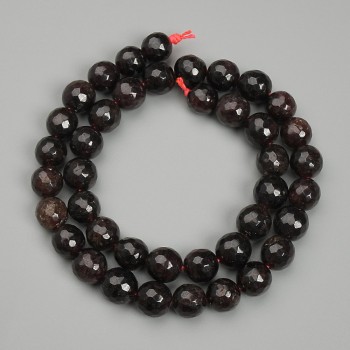 Garnet Beads, Faceted Round Beads, 10 mm Diameter, 37 cm Length